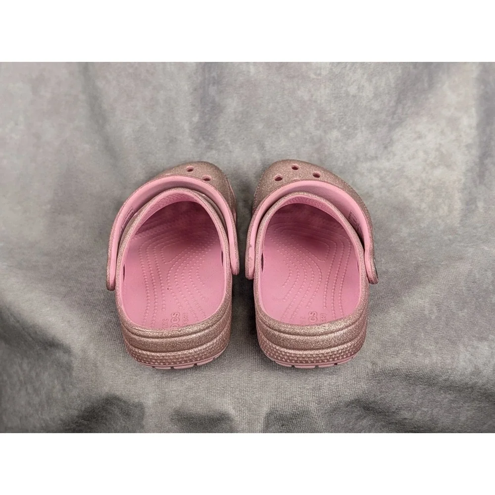 Crocs Kids Classic Glitter Clog Pink Sparkle Slip On‎ Shoes Size C12
